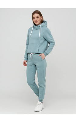 Мятные трикотажные штаны оверсайз с начесом