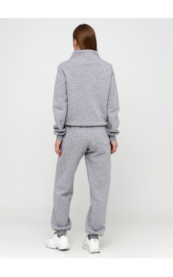 Сірі штани меланж на флісі із завищеною талією