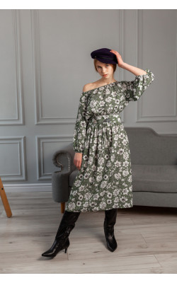 Платье с преспущеным плечом 77-405-780