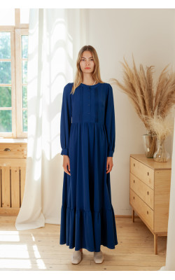 Плаття в дрібну цятку з воланом по низу 77-407-801