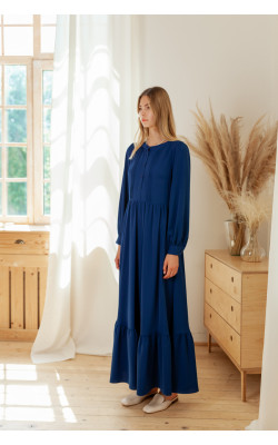 Плаття в дрібну цятку з воланом по низу 77-407-801