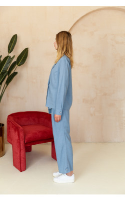 Льняной жакет двубортный 77-419/2-797