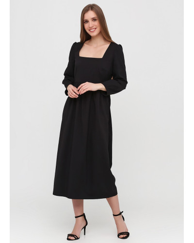 Универсальное черное платье миди - 77-425